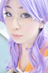 blouse cleavage cosplay glasses macross macross_frontier matsuura_nanase pleated_skirt purple_hair school_uniform shiori skirt rating:Safe score:0 user:nil!