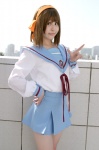 cosplay hair_ribbons hanna_yume headband sailor_uniform school_uniform suzumiya_haruhi suzumiya_haruhi_no_yuuutsu rating:Safe score:1 user:Log