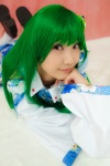 cosplay detached_sleeves green_hair kochiya_sanae lenfried miniskirt skirt socks touhou rating:Safe score:0 user:nil!