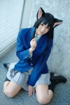 akiyama_mio animal_ears blazer blouse cat_ears cosplay kneesocks k-on! pantyhose pleated_skirt pocky school_uniform skirt wakame rating:Safe score:0 user:pixymisa