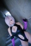 bodysuit castle_of_glass cleavage cosplay elbow_gloves fate/grand_order fate/series gloves mash_kyrielight pink_hair saku rating:Safe score:0 user:nil!