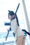 ame animal_ears bikini_bottom blouse cat_ears collar cosplay francesca_lucchini hair_ribbons machine_gun overcoat strike_witches swimsuit tail twintails rating:Safe score:1 user:pixymisa
