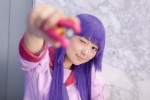 bakemonogatari blouse cosplay mochizuki_miuna purple_hair school_uniform senjougahara_hitagi tie rating:Safe score:0 user:pixymisa