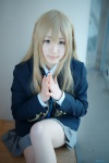 blazer blonde_hair blouse cosplay k-on! kotobuki_tsumugi pleated_skirt ribbon_tie shiina_haru skirt rating:Safe score:1 user:pixymisa