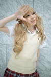blonde_hair blouse cardigan cosplay original pleated_skirt school_uniform skirt soubi_zero twintails rating:Safe score:0 user:nil!