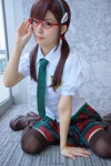 blouse cosplay glasses hairband maitako makinami_mari_illustrious neon_genesis_evangelion pleated_skirt rebuild_of_evangelion school_uniform skirt thighhighs tie twintails zettai_ryouiki rating:Safe score:3 user:pixymisa