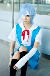ayanami_rei bandages blouse blue_hair cosplay eyepatch jumper kneesocks mii_(ii) neon_genesis_evangelion school_uniform rating:Safe score:0 user:nil!