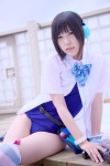 blouse bowtie gun headphones lollipop minatsuki_naru striped swimsuit thighhighs wristband rating:Safe score:1 user:pixymisa