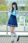 aoki_reika blue_hair cosplay kneesocks pleated_skirt pretty_cure sailor_uniform school_uniform skirt smile_precure! yaya rating:Safe score:2 user:nil!