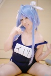 ahoge blue_hair cosplay i-19_(kantai_collection) kantai_collection miyuki_(iv) pantyhose school_swimsuit sheer_legwear swimsuit rating:Safe score:2 user:nil!
