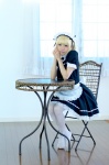 apron blonde_hair cosplay hayase_ami headband maid maid_uniform original thighhighs rating:Safe score:3 user:pixymisa