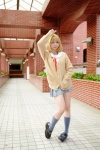 arihara_ayumi blonde_hair cosplay hatsukoi_limited miniskirt pleated_skirt sailor_uniform school_uniform skirt sweater umi rating:Safe score:1 user:pixymisa