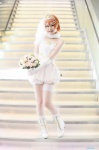 ame boots cosplay dress elbow_gloves garter gloves hoshizora_rin love_live!_school_idol_project orange_hair tiara veil rating:Safe score:0 user:nil!