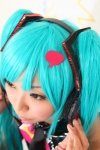 aqua_hair cosplay hatsune_miku headset necoco remix_necosmo sleeveless_blouse tagme_song tie twintails vocaloid rating:Safe score:0 user:nil!