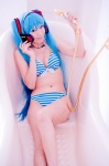 aqua_hair bathroom bathtub bikini cleavage cosplay hatsune_miku headset mashiro_yuki project_diva swimsuit twintails vocaloid rating:Safe score:1 user:nil!