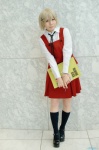 aoki blonde_hair blouse cosplay hidamari_sketch kneesocks pleated_skirt school_uniform skirt vest yuno_(hidamari_sketch) rating:Safe score:0 user:nil!