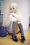 blonde_hair bookbag cardigan cosplay enomoto_kei hana_(ii) hatsukoi_limited kneesocks pantyhose pleated_skirt sailor_uniform school_uniform sheer_legwear skirt rating:Safe score:2 user:nil!