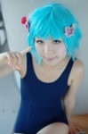 asakura_irori blue_hair cosplay hair_clips original pantyhose school_swimsuit swimsuit rating:Safe score:0 user:nil!