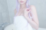bathroom bathtub cleavage cosplay danganronpa kirigiri_kyouko kirigiri_to_celestia_san_danganronpa lechat purple_hair towel rating:Safe score:1 user:nil!