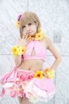 aiba_yumi blonde_hair cosplay croptop flowers hizuki_yuuki idolmaster miniskirt pantyhose petticoat sheer_legwear skirt rating:Safe score:0 user:pixymisa