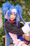 blue_hair buyara cosplay garter_belt gloves hair_ribbons headband jumper klan_klein macross macross_frontier military_uniform thighhighs twintails rating:Safe score:0 user:nil!