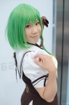 cosplay green_hair hairbow kyouka pleated_skirt sailor_uniform school_uniform shigure_asa shuffle! skirt vest rating:Safe score:0 user:nil!