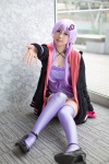 cosplay dress hana_(ii) hoodie purple_hair thighhighs twintails vocaloid yuzuki_yukari zettai_ryouiki rating:Safe score:6 user:nil!