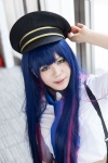 blouse blue_eyes cosplay hiyoki multi-colored_hair panty_&_stocking_with_garterbelt police_hat police_uniform policewoman stocking_(psg) suspenders tie rating:Safe score:0 user:pixymisa