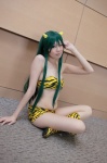 bikini boots cleavage cosplay green_hair horns lum swimsuit taika tiger_print urusei_yatsura rating:Safe score:0 user:nil!