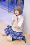 blouse cosplay kneesocks koizumi_hanayo love_live!_school_idol_project misaki pleated_skirt school_uniform skirt sweater_vest rating:Safe score:0 user:nil!