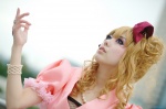 ayame_(pop'n) blonde_hair cosplay dress fuyu_tsugu hairbow pop'n_music rating:Safe score:0 user:nil!