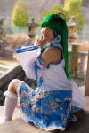 cosplay detached_sleeves green_hair kochiya_sanae lenfried miniskirt skirt socks touhou rating:Safe score:0 user:nil!