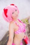 bikini_top cleavage cosplay hair_ribbons kaname_madoka mashiro_yuki miniskirt pink_hair puella_magi_madoka_magica skirt swimsuit twintails rating:Safe score:0 user:nil!
