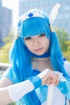 aoki_reika asagiri_moni blouse blue_eyes blue_hair bow choker cosplay cure_beauty gauntlets pretty_cure smile_precure! sword tiara rating:Safe score:1 user:pixymisa