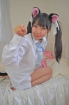 amatsuka_miyu animal_ears bed bell blouse cat_ears choker ribbon_tie twintails rating:Safe score:0 user:pixymisa