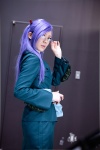 blouse business_suit cosplay glasses grace_o'connor hair_clip looking_over_glasses macross macross_frontier purple_hair rika sash skirt rating:Safe score:1 user:pixymisa