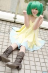 ahoge boots cleavage cosplay dress green_hair macross macross_frontier minatsuki_naru pantyhose ranka_lee scarf twintails rating:Safe score:0 user:nil!