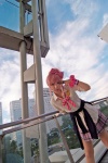 blouse cosplay hairbow ibara idolmaster jogasaki_mika pink_hair pleated_skirt skirt sweater tie rating:Safe score:0 user:pixymisa