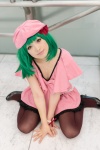 beret bow cosplay dress green_hair koharu macross macross_frontier pantyhose ranka_lee rating:Safe score:0 user:pixymisa