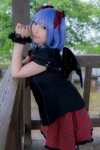 blouse blue_hair bow cosplay croptop lenfried miniskirt remilia_scarlet skirt touhou twintails wings rating:Safe score:0 user:nil!