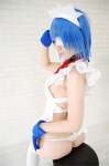 apron ass blue_hair cosplay eyepatch gloves hairband ikkitousen kibashi maid maid_uniform panties ryomou_shimei thighhighs white_legwear rating:Safe score:4 user:nil!