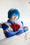 apron blue_hair cosplay elbow_gloves eyepatch gloves handcuffs ikkitousen kohinata_rei maid maid_uniform ryomou_shimei rating:Safe score:0 user:nil!
