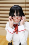 akemi_homura blazer cosplay glasses kipi miniskirt puella_magi_madoka_magica school_uniform skirt twin_braids rating:Safe score:0 user:DarkSSA