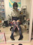denim hoodie iiniku_ushijima iphone print_legwear self-shot shorts thighhighs tishirt rating:Safe score:4 user:nil!