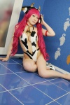bell choker cleavage cosplay cow_horns garter igarashi_nao monokini one-piece_swimsuit red_hair sakurako swimsuit tail tandem_twin twintails rating:Safe score:1 user:nil!
