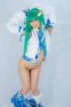 blouse bottomless cosplay detached_sleeves green_hair kneehighs kochiya_sanae lenfried miniskirt open_clothes skirt touhou rating:Questionable score:8 user:nil!