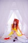 bed choker cosplay dress hair_pods mashiro_yuki neon_genesis_evangelion pantyhose red_hair sheer_legwear soryu_asuka_langley twintails rating:Safe score:0 user:nil!