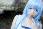asakura_kana beach blue_hair cosplay croptop gundam msm-07_z'gok tank_top rating:Safe score:1 user:nil!
