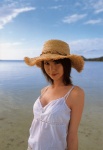 beach camisole cleavage hasegawa_emi ocean shorts straw_hat rating:Safe score:1 user:nil!