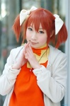 blouse cosplay hairbows hazuki_minami hoodie lyrical_nanoha red_hair takamachi_nanoha twintails rating:Safe score:1 user:nil!